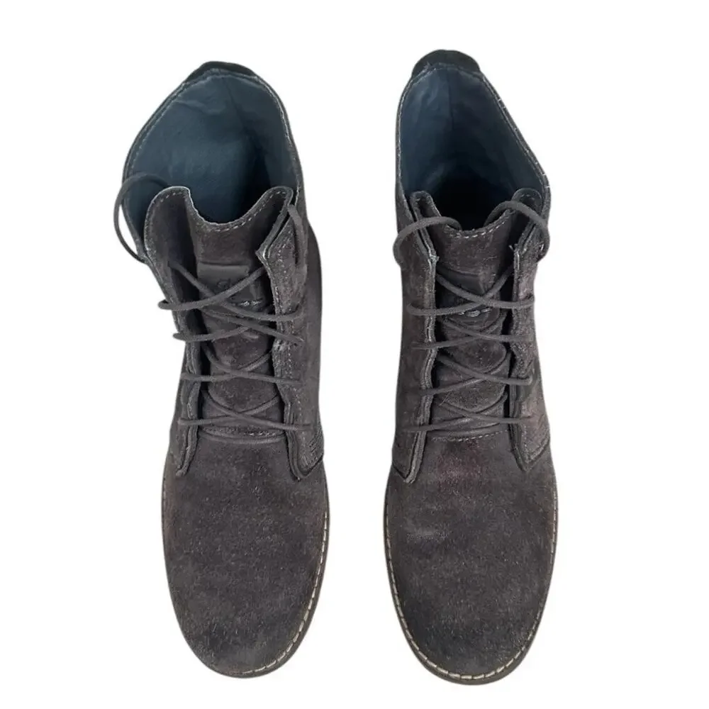 Bussola Keely Kalahari Silk Suede Ankle Boots Charcoal Gray EU 41 US 10 Combat